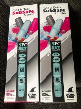 NEW 2 x SubSafe Food & Drink Combo 5 piece sets  - Aqua & Gray